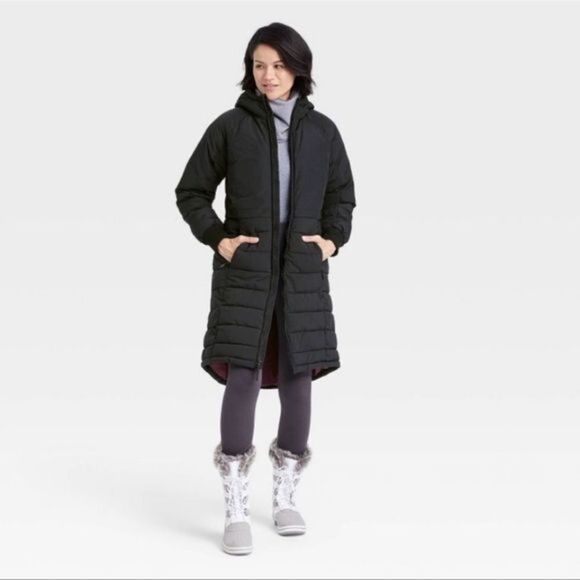 NWT All in Motion women’s mid-length puffer jacket black size XS - Picture 1 of 9